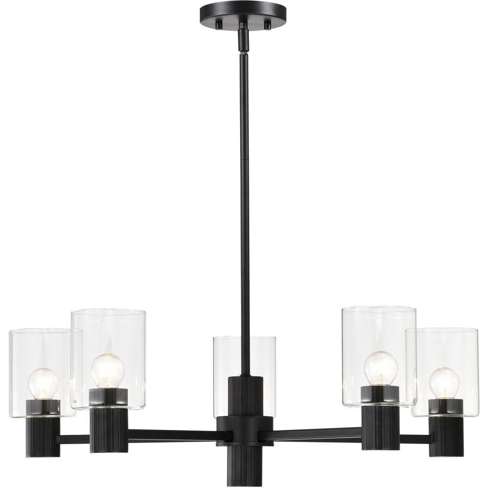 Nuvo Lighting Clarksville 5 Light 28 Inch Matte Black Chandelier Ceiling Light