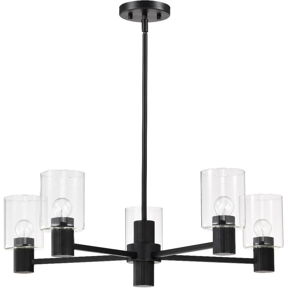 nuvo lighting Clarksville 5 Light 28 inch Matte Black Chandelier Ceiling Light
