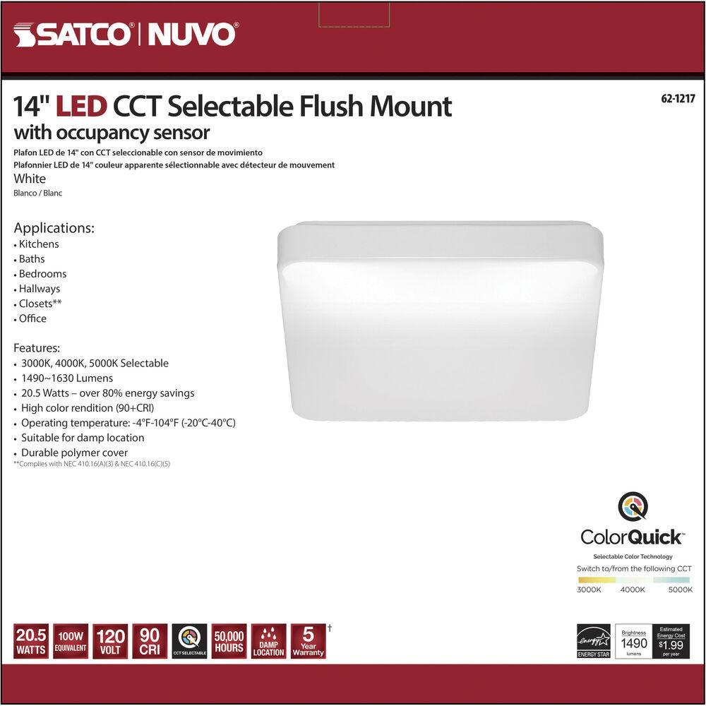Nuvo Lighting Cloud LED 14 Inch White Flush Mount Ceiling Light