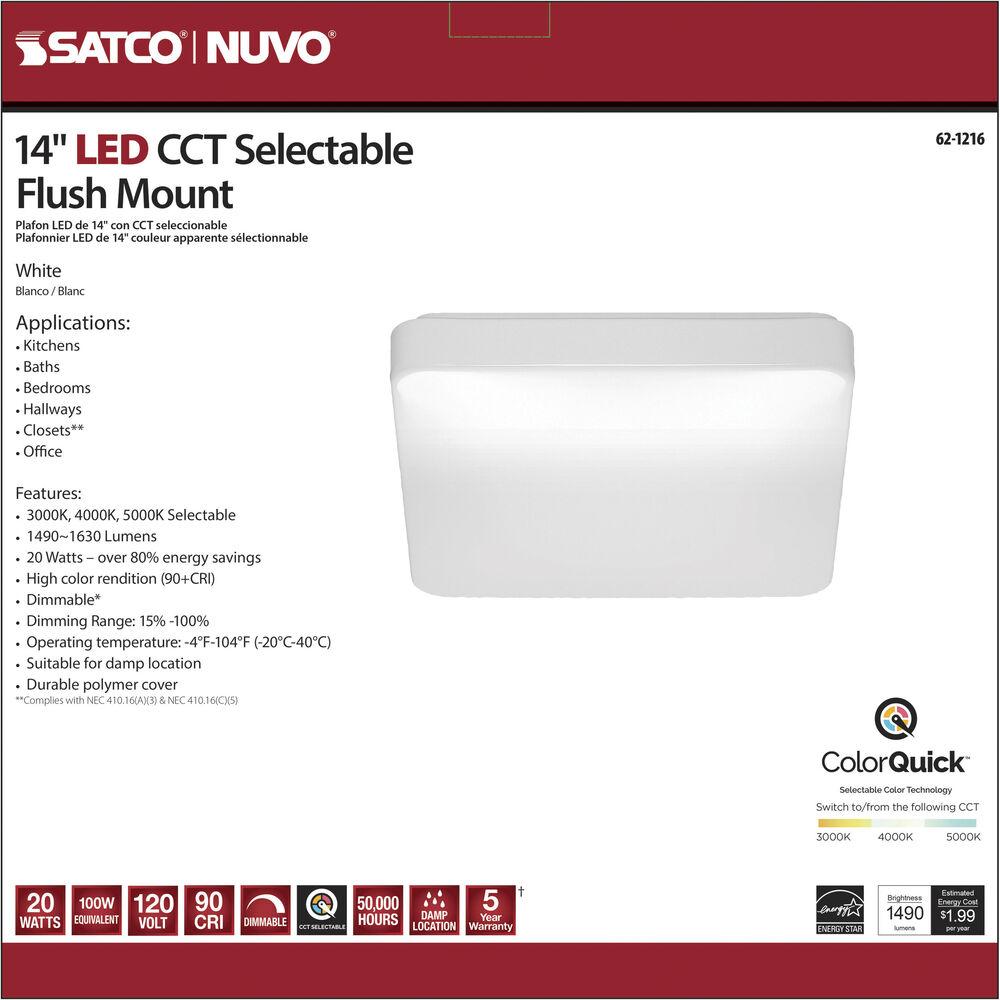 Nuvo Lighting Cloud LED 14 Inch White Flush Mount Ceiling Light