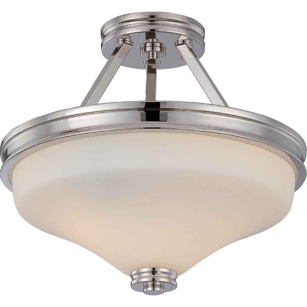 nuvo lighting Cody LED 13 inch Polished Nickel and Satin White Semi Flush Mount Ceiling Light