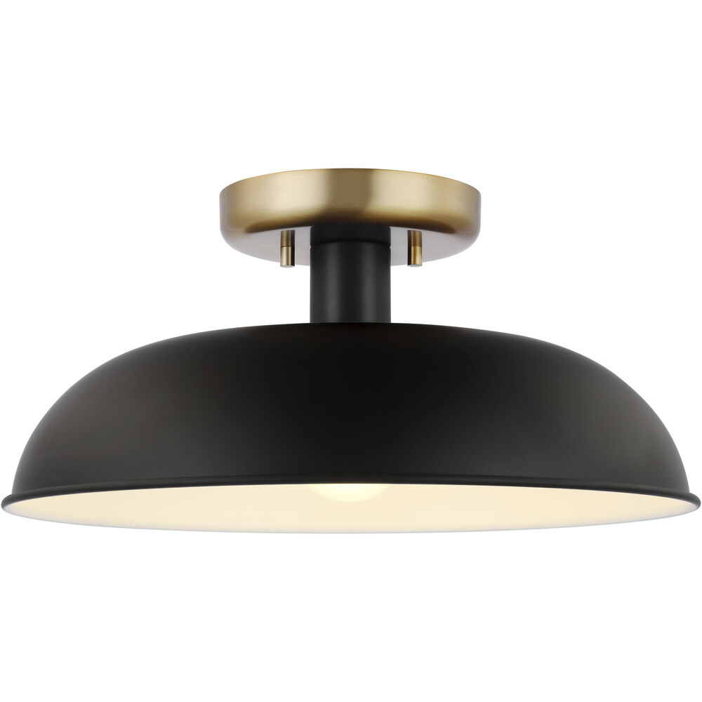 Nuvo Lighting Colony 1 Light 15 Inch Matte Black/Burnished Brass Semi Flush Ceiling Light