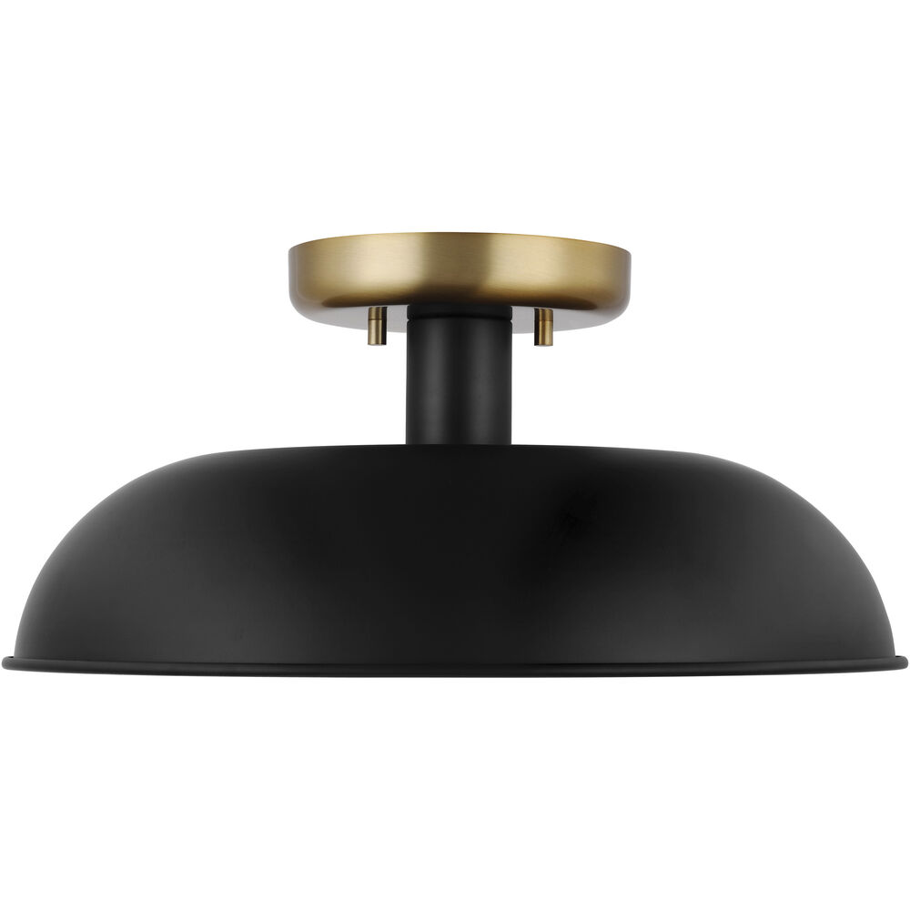 Nuvo Lighting Colony 1 Light 15 Inch Matte Black/Burnished Brass Semi Flush Ceiling Light
