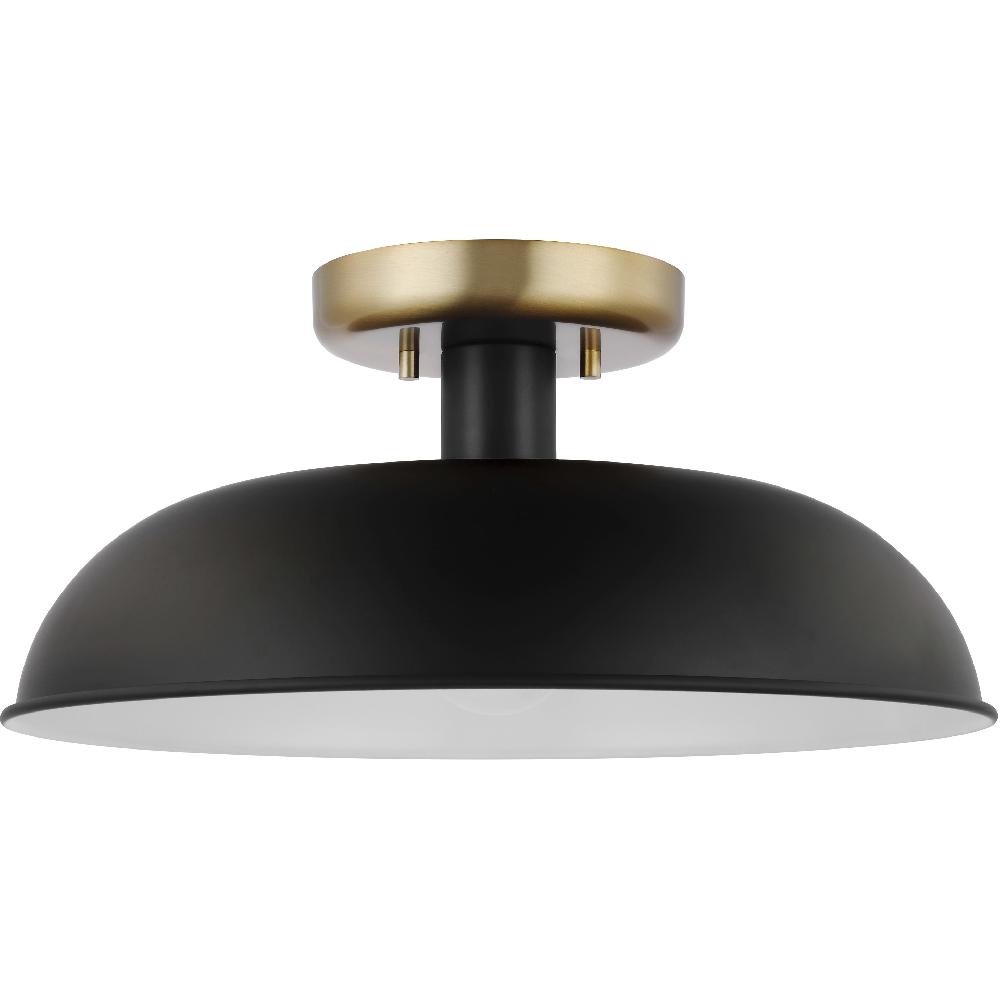 nuvo lighting Colony 1 Light 15 inch Matte Black/Burnished Brass Semi Flush Ceiling Light