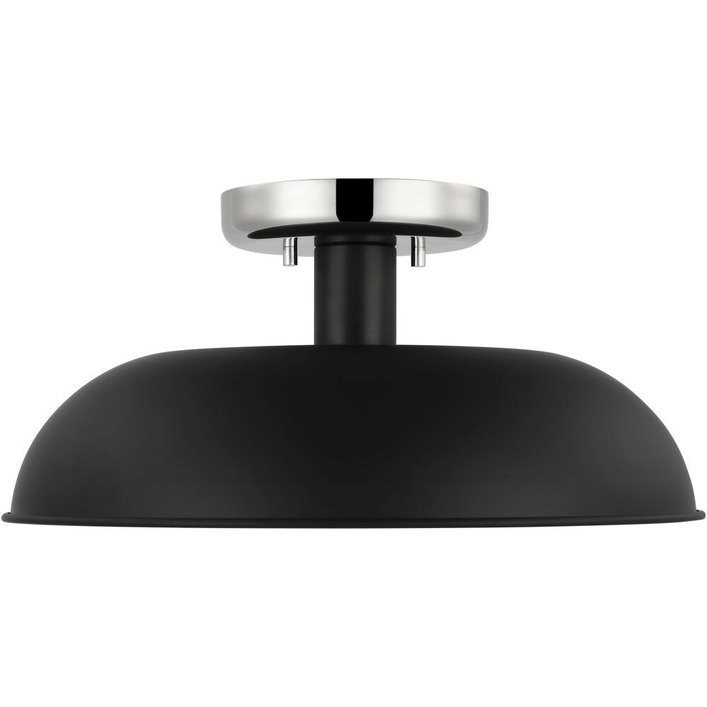 Nuvo Lighting Colony 1 Light 15 Inch Matte Black/Polished Nickel Semi Flush Ceiling Light