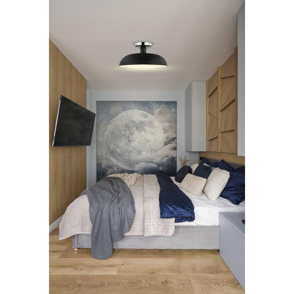 Nuvo Lighting Colony 1 Light 15 Inch Matte Black/Polished Nickel Semi Flush Ceiling Light