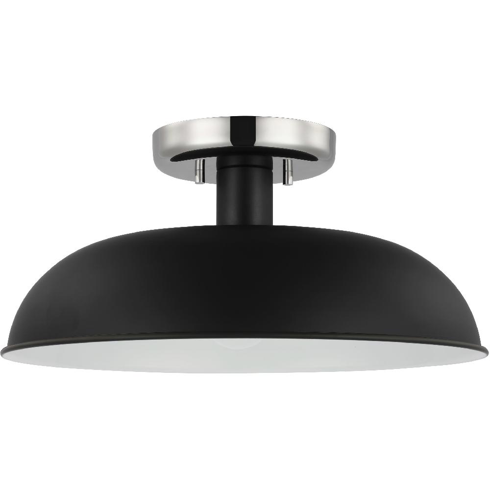 nuvo lighting Colony 1 Light 15 inch Matte Black/Polished Nickel Semi Flush Ceiling Light
