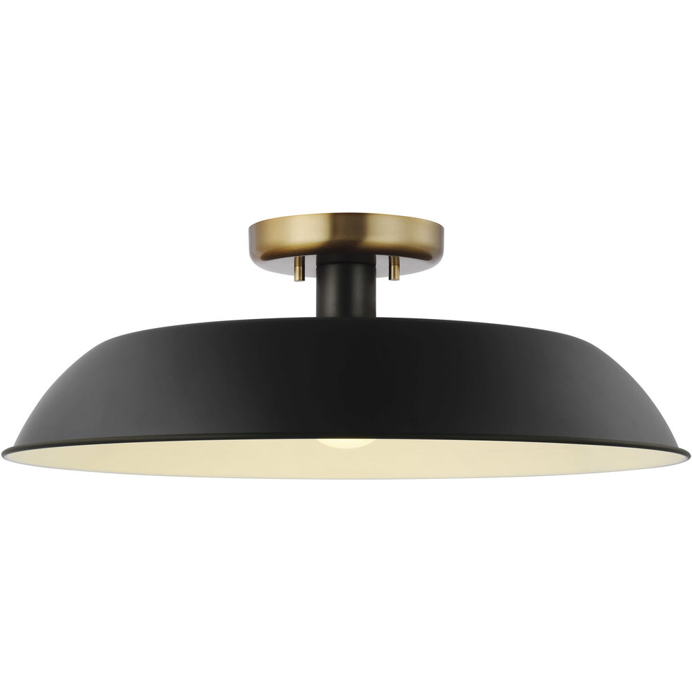 Nuvo Lighting Colony 1 Light 20 Inch Matte Black/Burnished Brass Semi Flush Ceiling Light