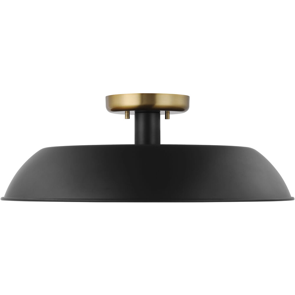 Nuvo Lighting Colony 1 Light 20 Inch Matte Black/Burnished Brass Semi Flush Ceiling Light