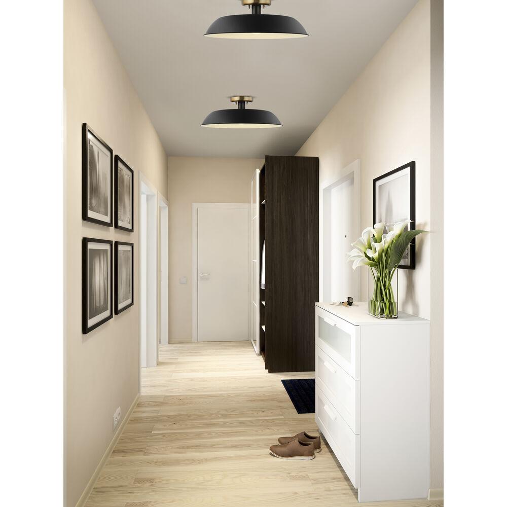 Nuvo Lighting Colony 1 Light 20 Inch Matte Black/Burnished Brass Semi Flush Ceiling Light