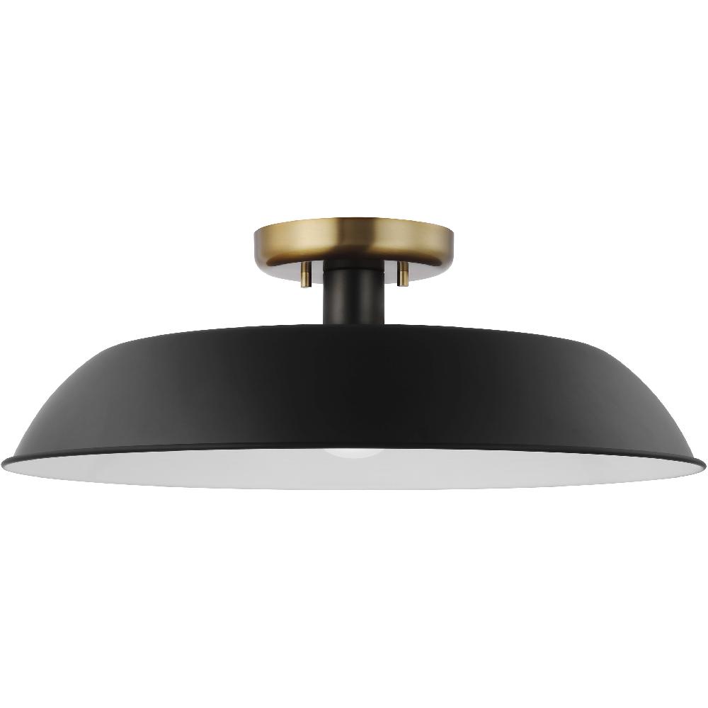 nuvo lighting Colony 1 Light 20 inch Matte Black/Burnished Brass Semi Flush Ceiling Light