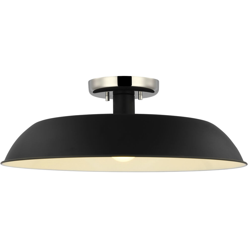 Nuvo Lighting Colony 1 Light 20 Inch Matte Black/Polished Nickel Semi Flush Ceiling Light