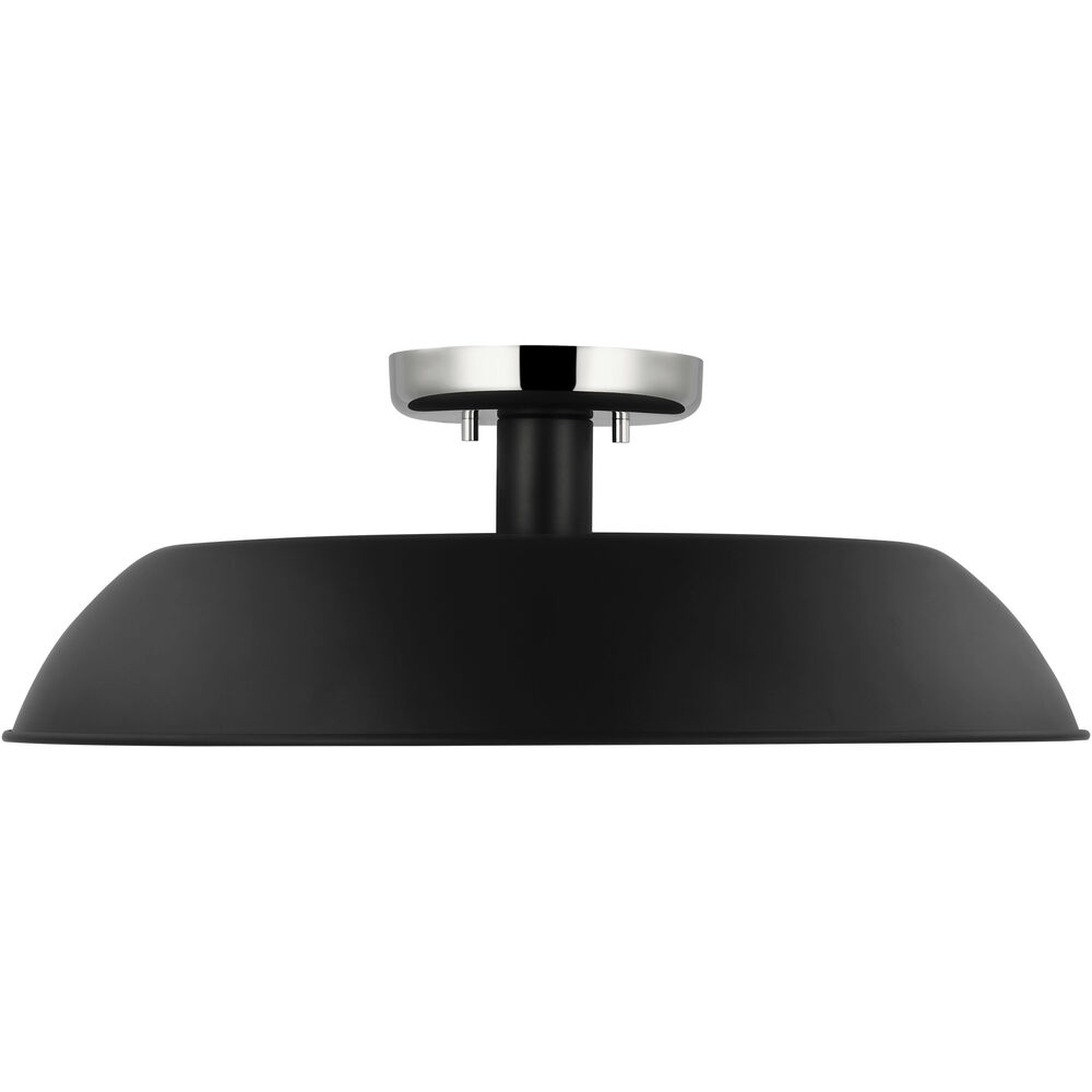Nuvo Lighting Colony 1 Light 20 Inch Matte Black/Polished Nickel Semi Flush Ceiling Light