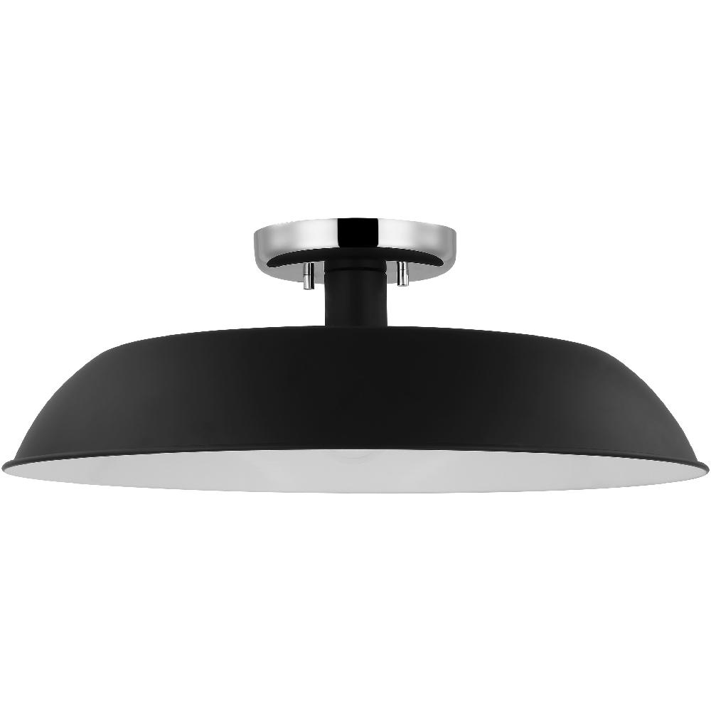 nuvo lighting Colony 1 Light 20 inch Matte Black/Polished Nickel Semi Flush Ceiling Light