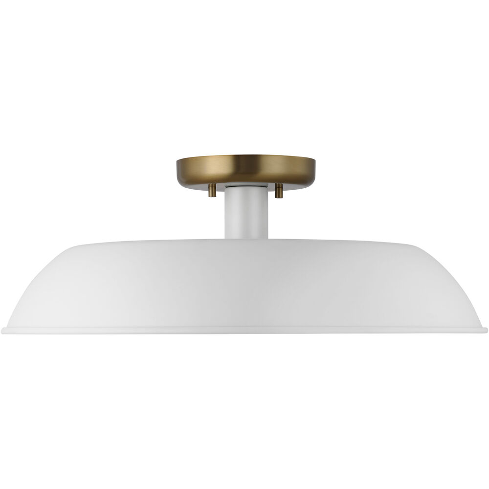 Nuvo Lighting Colony 1 Light 20 Inch Matte White/Burnished Brass Semi Flush Ceiling Light