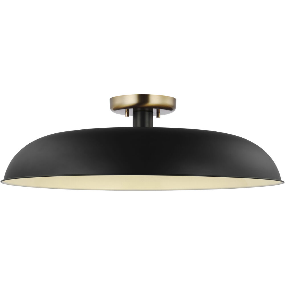 Nuvo Lighting Colony 1 Light 24 Inch Matte Black/Burnished Brass Semi Flush Ceiling Light