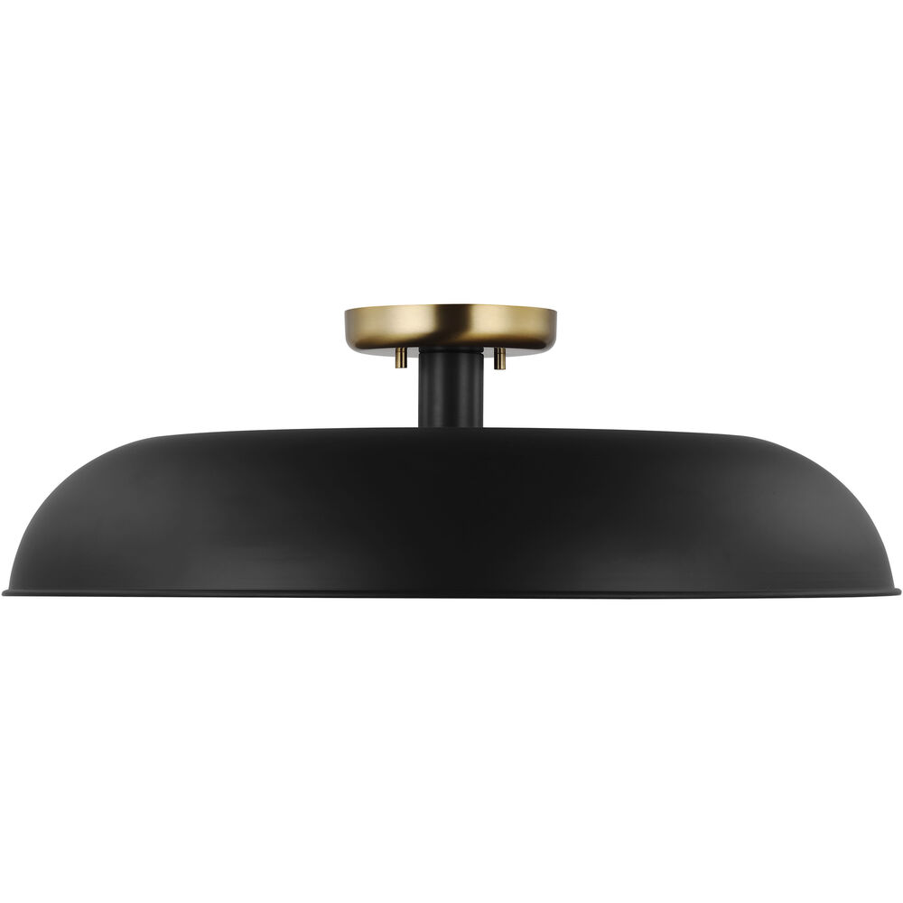 Nuvo Lighting Colony 1 Light 24 Inch Matte Black/Burnished Brass Semi Flush Ceiling Light