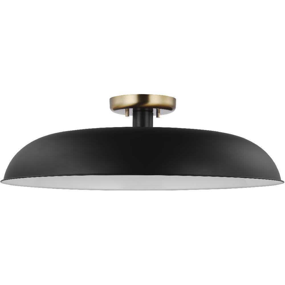 nuvo lighting Colony 1 Light 24 inch Matte Black/Burnished Brass Semi Flush Ceiling Light