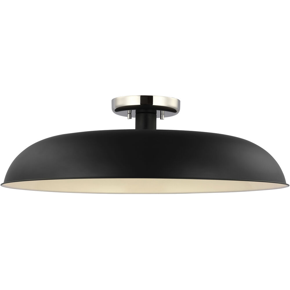 Nuvo Lighting Colony 1 Light 24 Inch Matte Black/Polished Nickel Semi Flush Ceiling Light