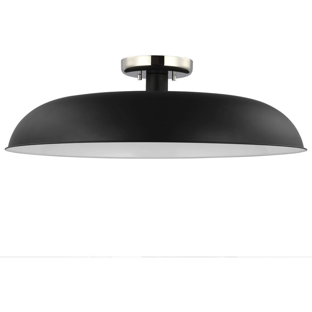 Nuvo Lighting Colony 1 Light 24 Inch Matte Black/Polished Nickel Semi Flush Ceiling Light