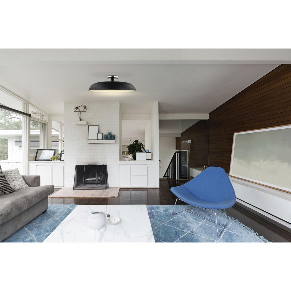 Nuvo Lighting Colony 1 Light 24 Inch Matte Black/Polished Nickel Semi Flush Ceiling Light