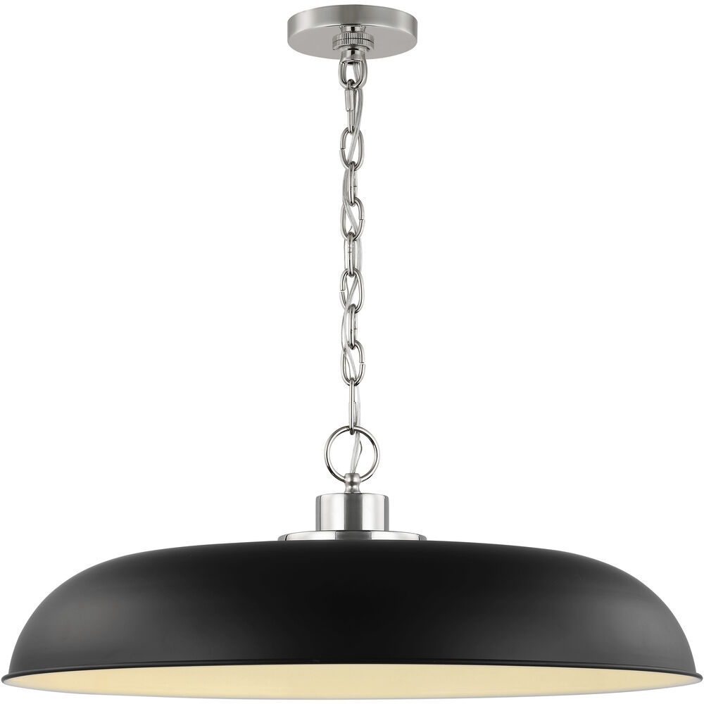 Nuvo Lighting Colony 1 Light 24 Inch Matte Black/Polished Nickel Pendant Ceiling Light