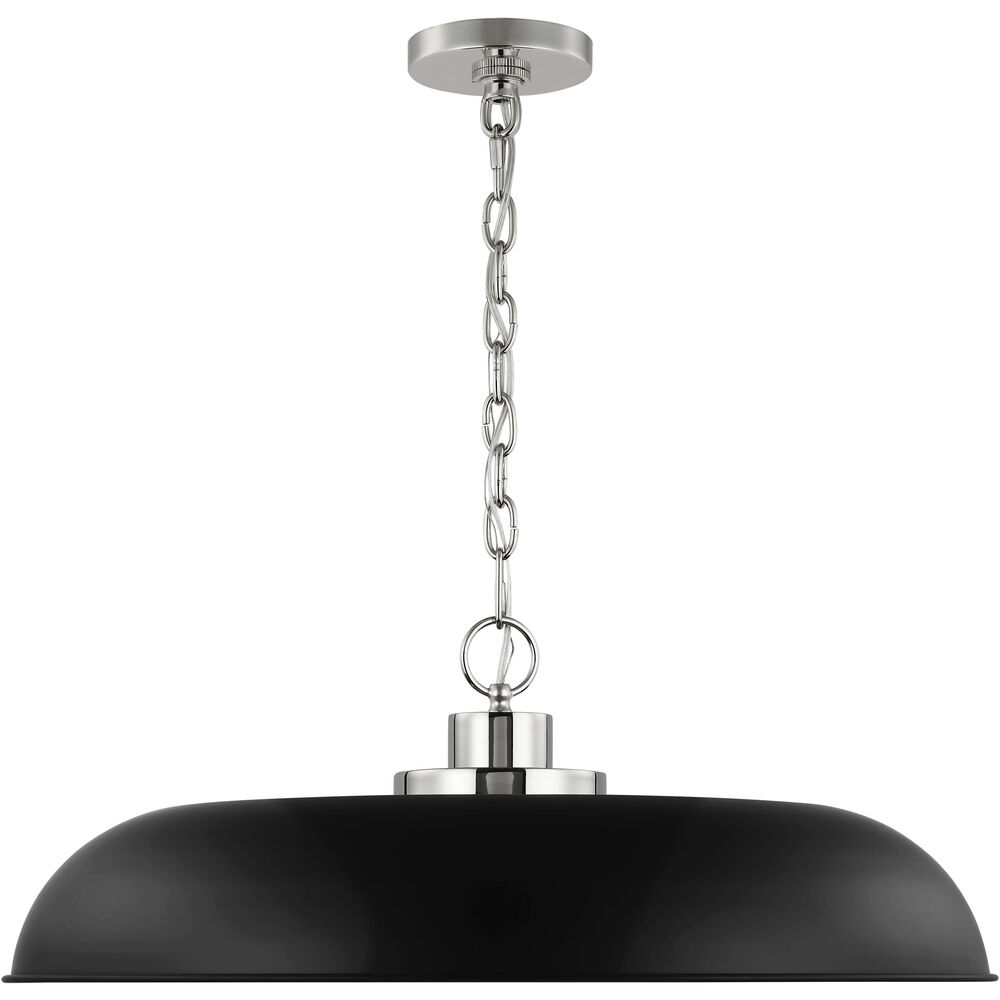 Nuvo Lighting Colony 1 Light 24 Inch Matte Black/Polished Nickel Pendant Ceiling Light