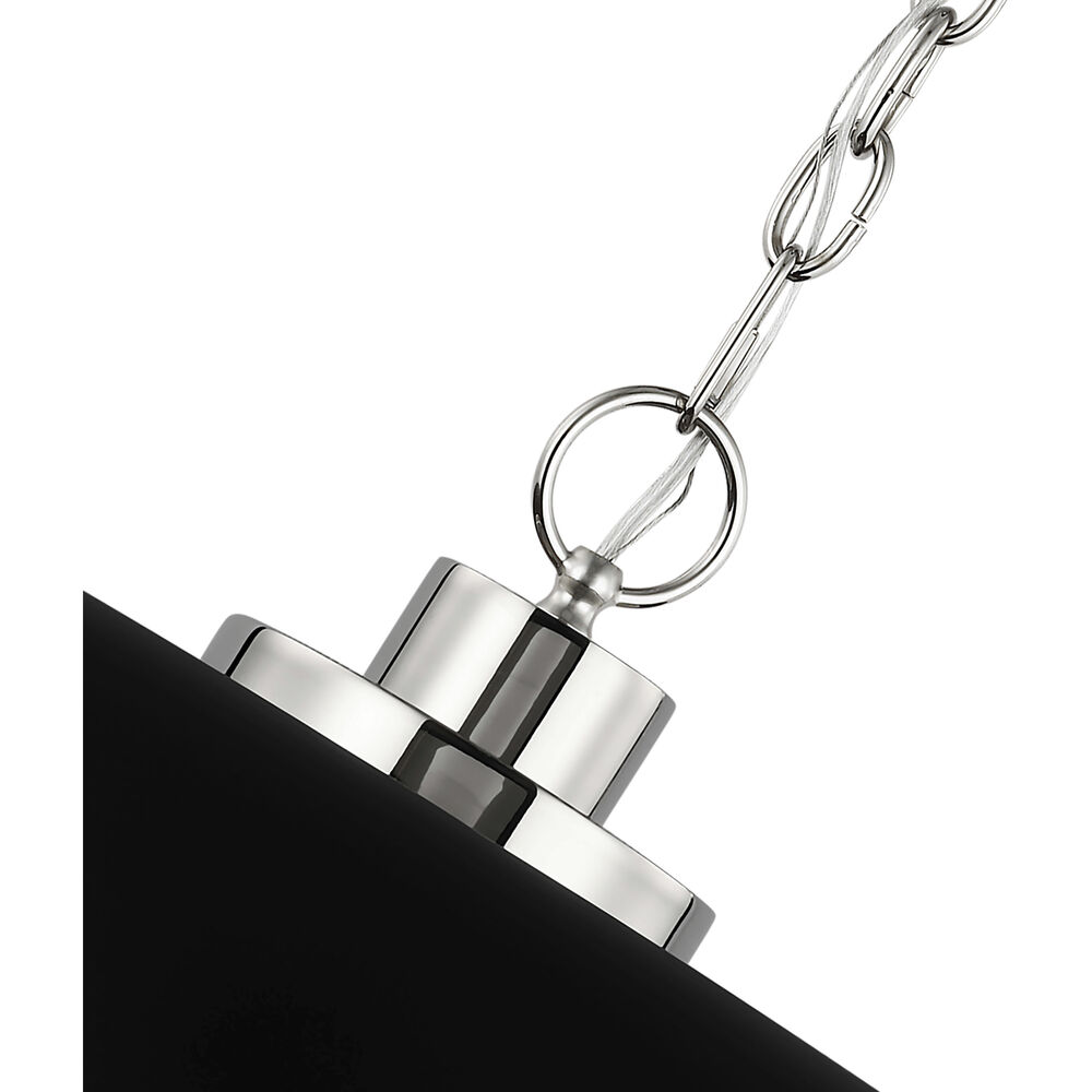 Nuvo Lighting Colony 1 Light 24 Inch Matte Black/Polished Nickel Pendant Ceiling Light