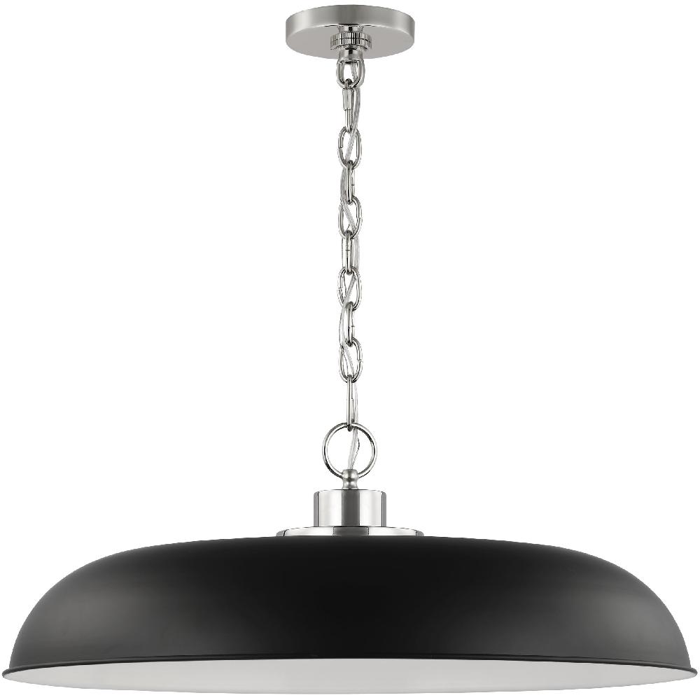 nuvo lighting Colony 1 Light 24 inch Matte Black/Polished Nickel Pendant Ceiling Light