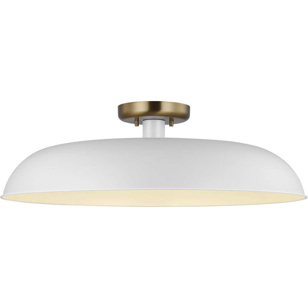 Nuvo Lighting Colony 1 Light 24 Inch Matte White/Burnished Brass Semi Flush Ceiling Light
