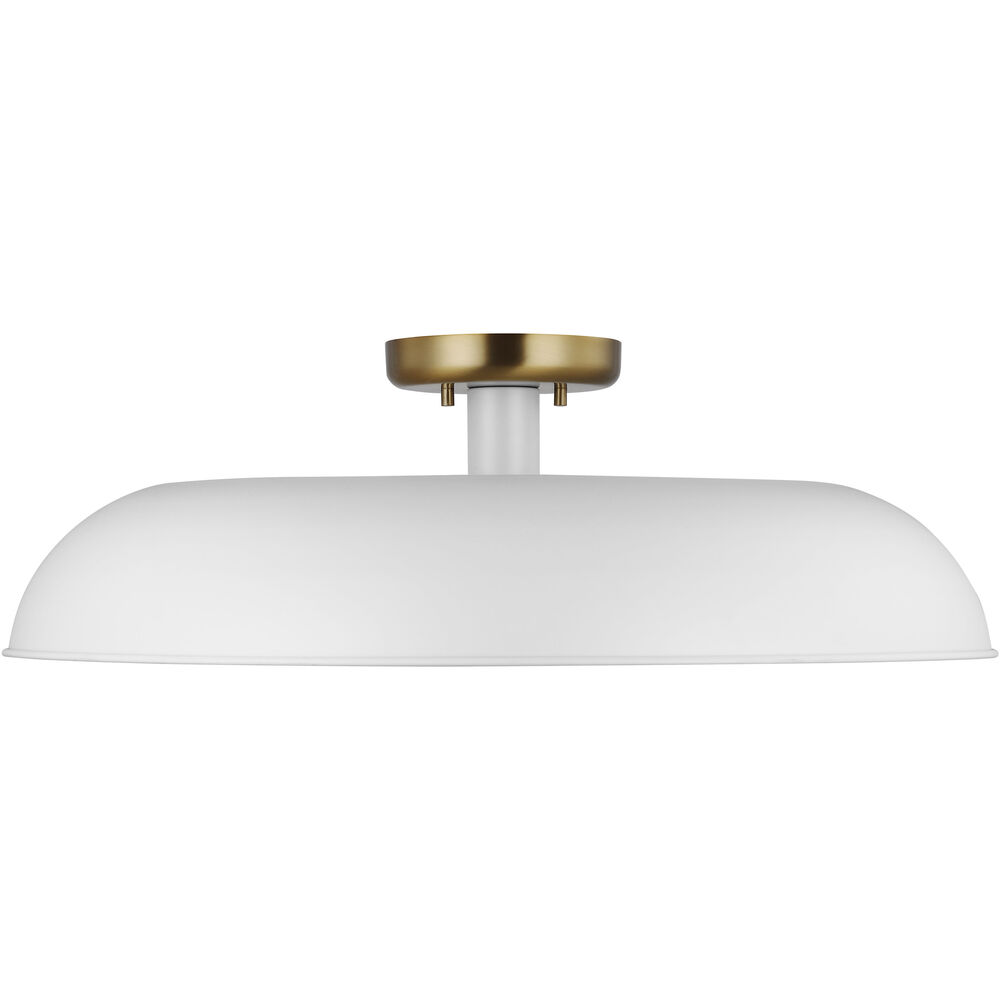 Nuvo Lighting Colony 1 Light 24 Inch Matte White/Burnished Brass Semi Flush Ceiling Light