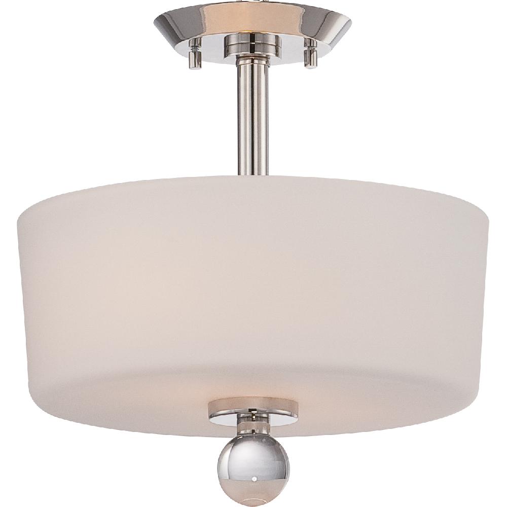 nuvo lighting Connie 2 Light 13 inch Polished Nickel and Satin White Semi Flush Mount Ceiling Light
