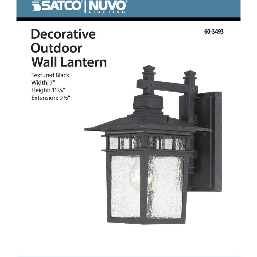 Nuvo Lighting Cove Neck 1 Light 12 Inch Textured Black Outdoor Wall Sconce
