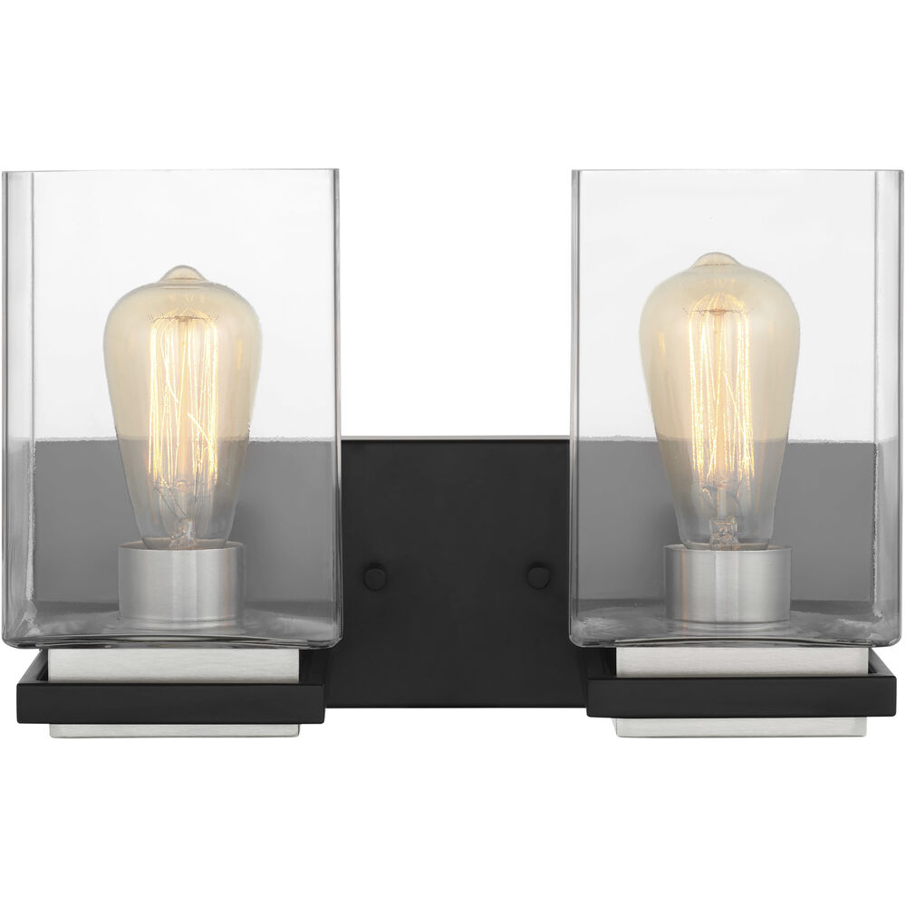 Nuvo Lighting Crossroads 2 Light 14.13 Inch Matte Black Bathroom Vanity Lights Wall Light