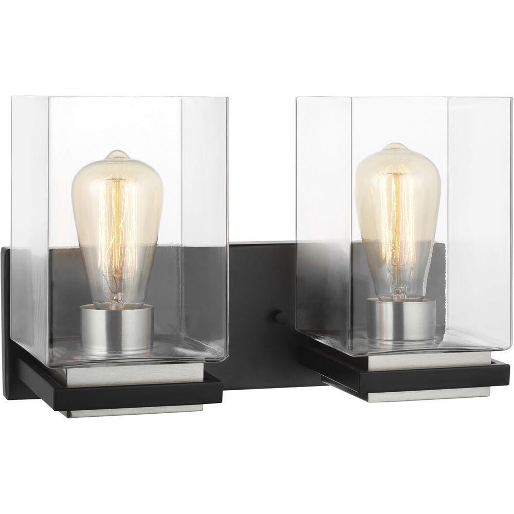 Nuvo Lighting Crossroads 2 Light 14.13 Inch Matte Black Bathroom Vanity Lights Wall Light