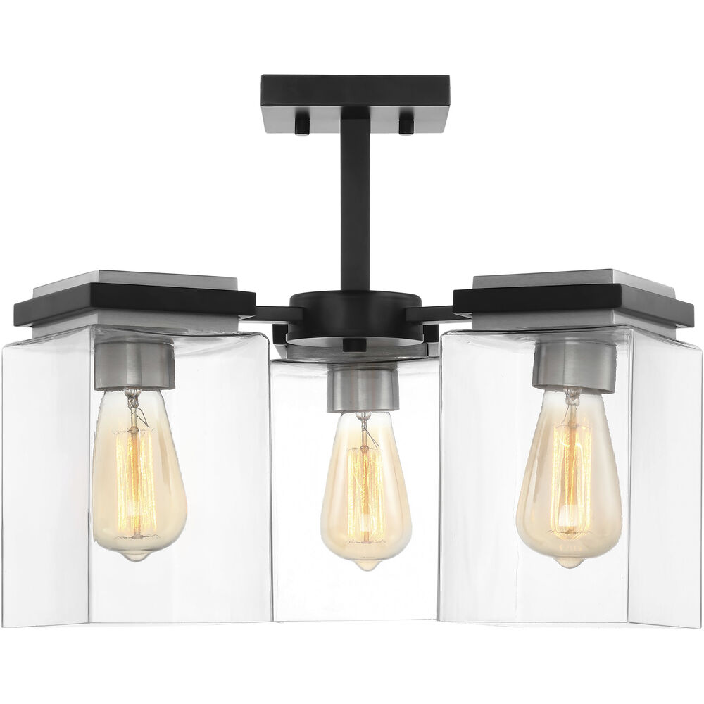 Nuvo Lighting Crossroads 3 Light 18.13 Inch Matte Black Semi Flush Ceiling Light