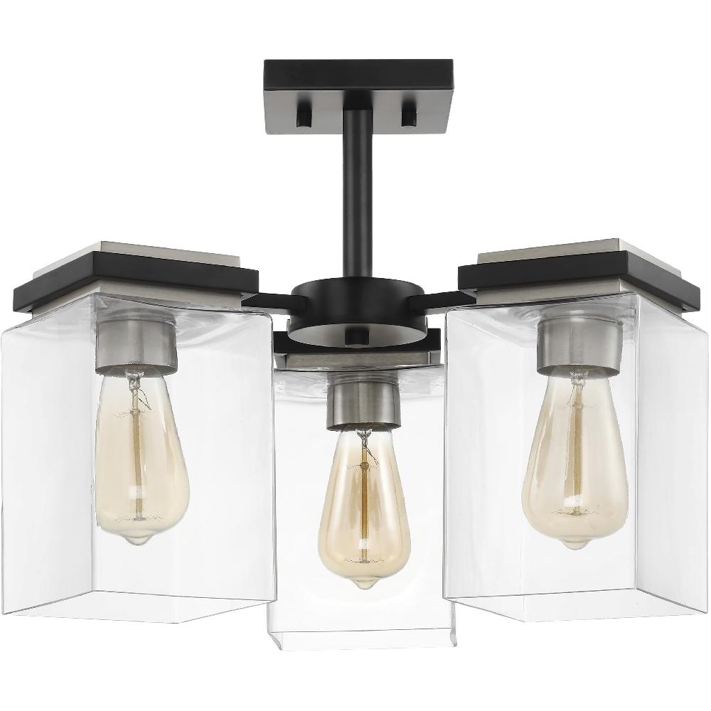 nuvo lighting Crossroads 3 Light 18.13 inch Matte Black Semi Flush Ceiling Light