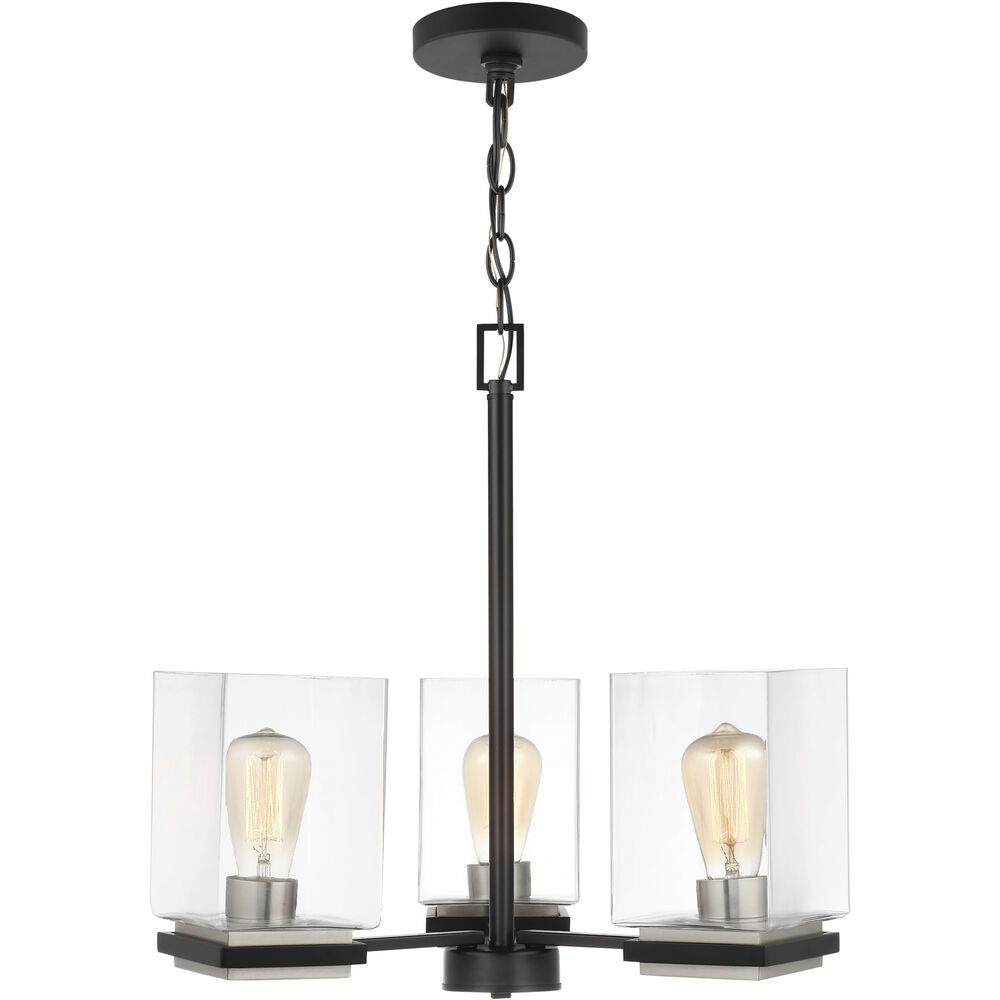 Nuvo Lighting Crossroads 3 Light 21.13 Inch Matte Black Chandelier Ceiling Light