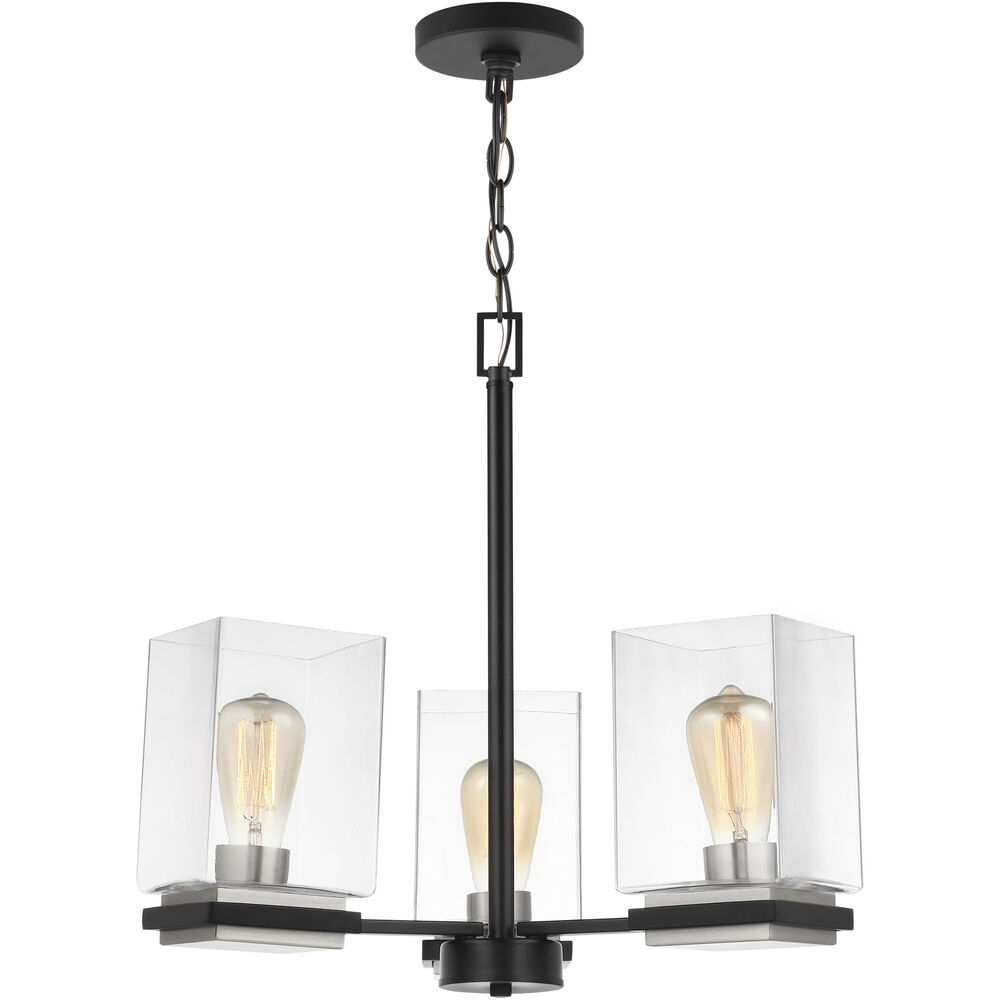 Nuvo Lighting Crossroads 3 Light 21.13 Inch Matte Black Chandelier Ceiling Light