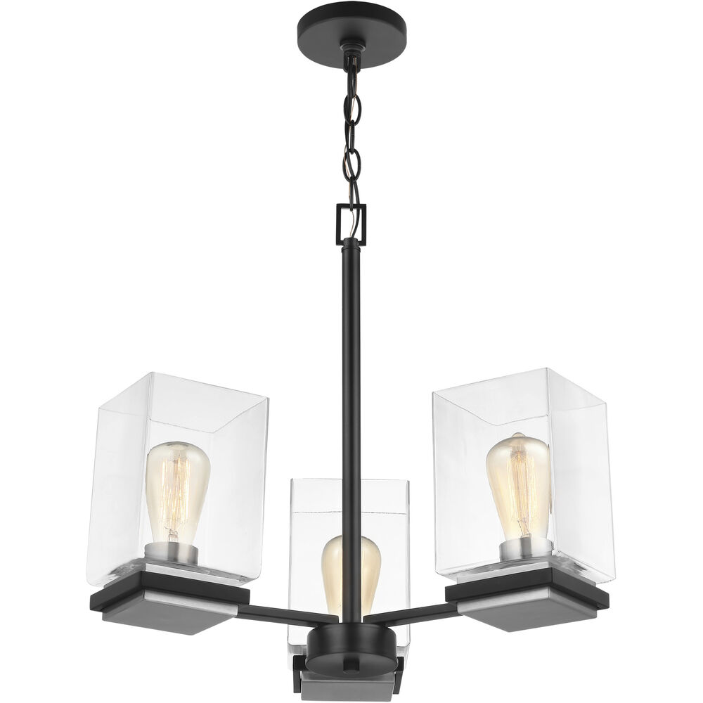 Nuvo Lighting Crossroads 3 Light 21.13 Inch Matte Black Chandelier Ceiling Light