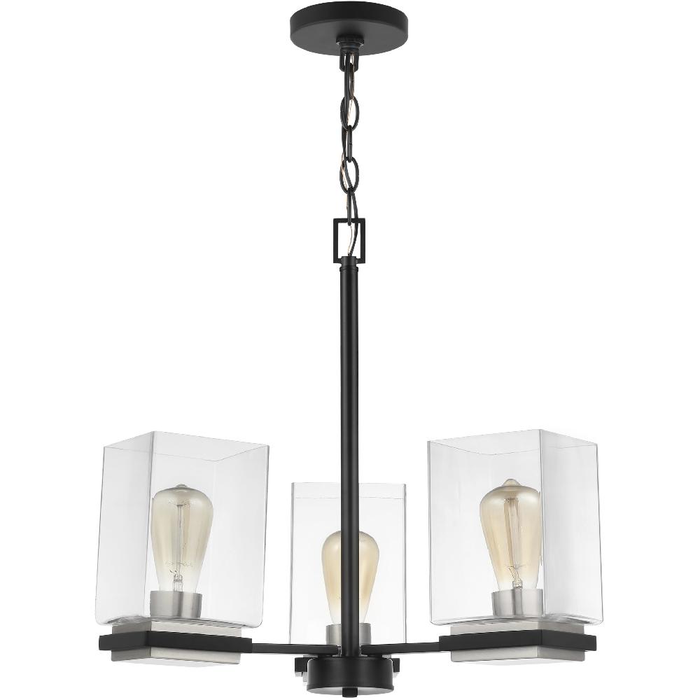 nuvo lighting Crossroads 3 Light 21.13 inch Matte Black Chandelier Ceiling Light