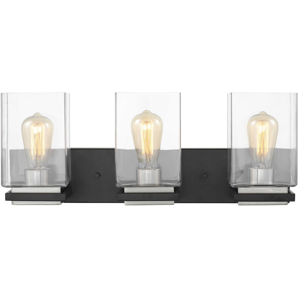 Nuvo Lighting Crossroads 3 Light 23 Inch Matte Black Bathroom Vanity Lights Wall Light