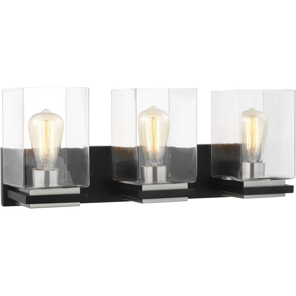 Nuvo Lighting Crossroads 3 Light 23 Inch Matte Black Bathroom Vanity Lights Wall Light