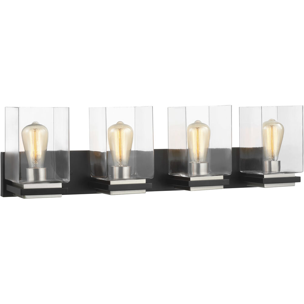 Nuvo Lighting Crossroads 4 Light 31.88 Inch Matte Black Bathroom Vanity Lights Wall Light