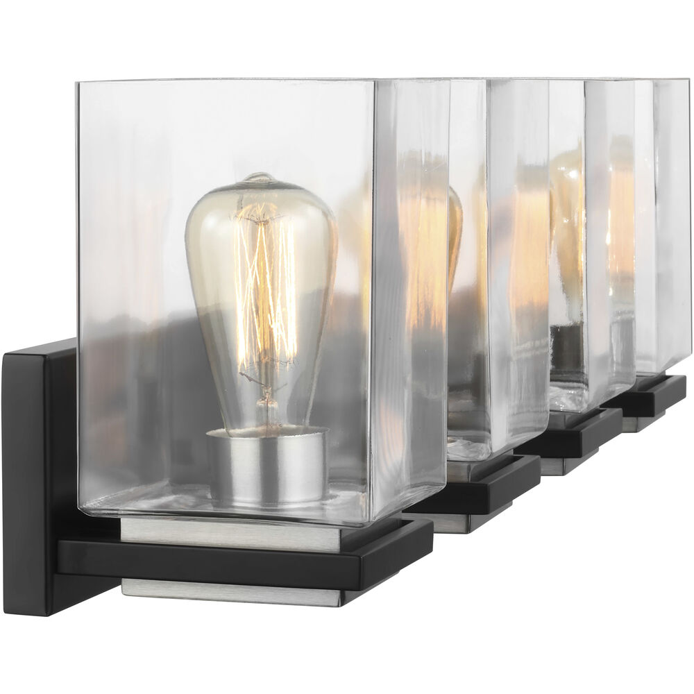 Nuvo Lighting Crossroads 4 Light 31.88 Inch Matte Black Bathroom Vanity Lights Wall Light
