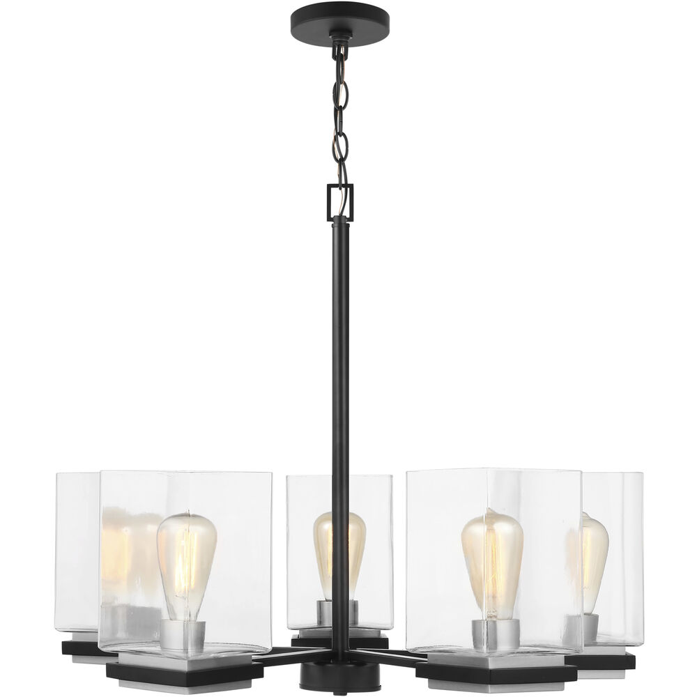 Nuvo Lighting Crossroads 5 Light 26 Inch Matte Black Chandelier Ceiling Light