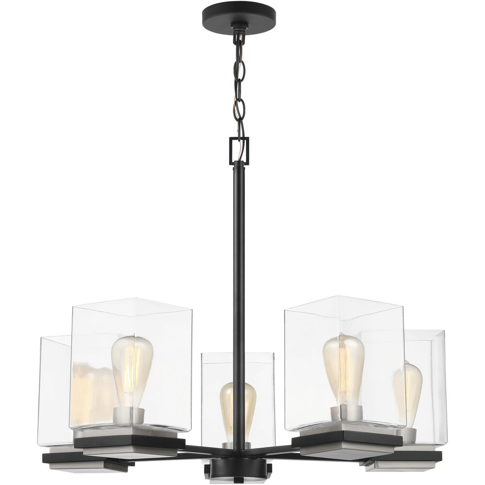 Nuvo Lighting Crossroads 5 Light 26 Inch Matte Black Chandelier Ceiling Light