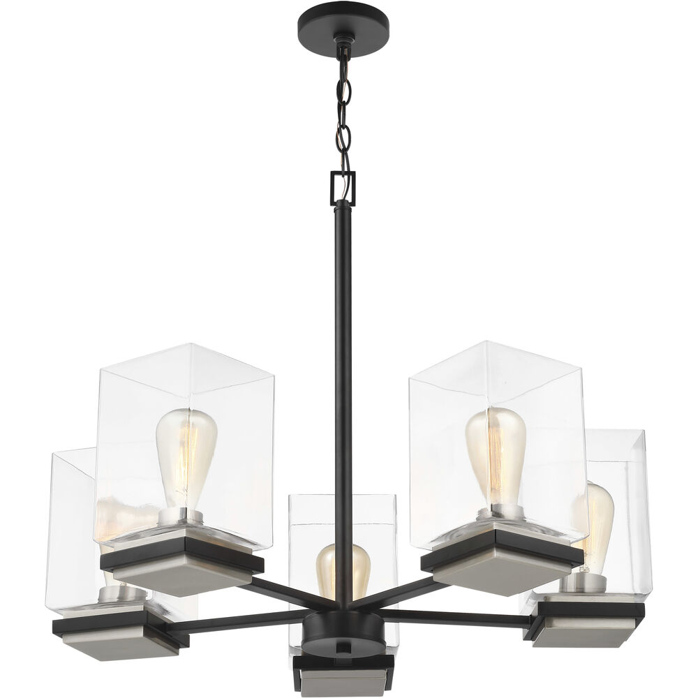 Nuvo Lighting Crossroads 5 Light 26 Inch Matte Black Chandelier Ceiling Light