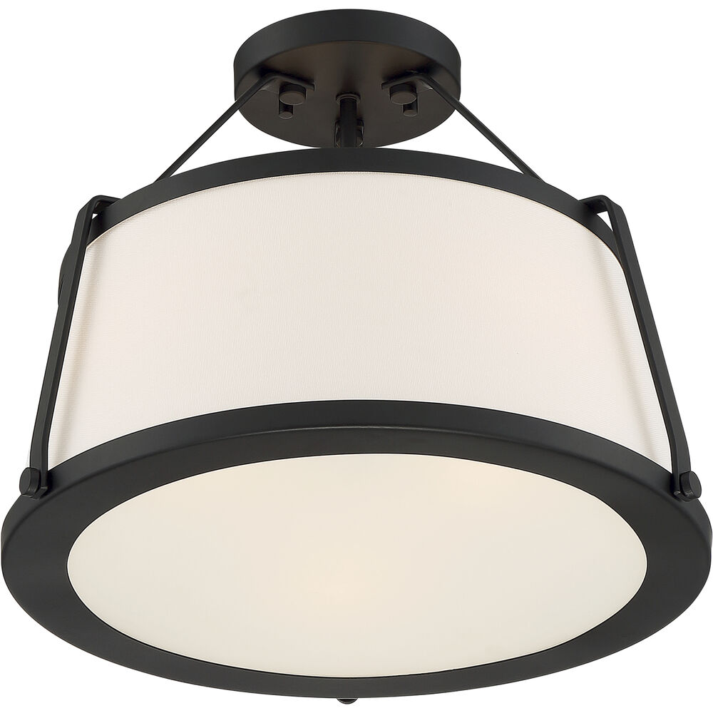 Nuvo Lighting Cutty 3 Light 16 Inch Matte Black Semi Flush Mount Fixture Ceiling Light