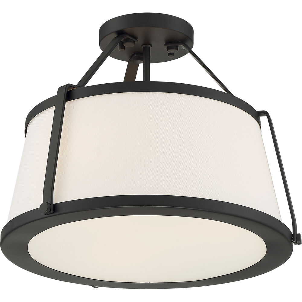 Nuvo Lighting Cutty 3 Light 16 Inch Matte Black Semi Flush Mount Fixture Ceiling Light